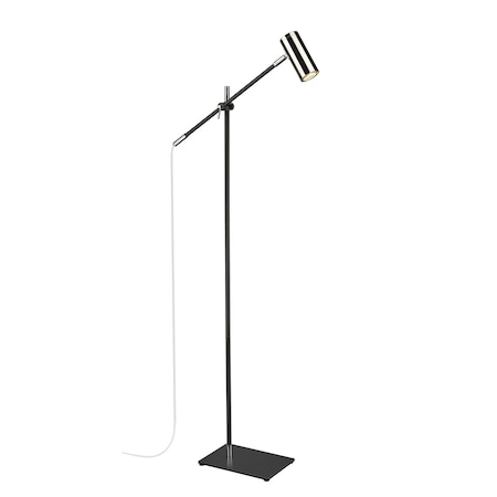 Calumet 1 Light Floor Lamp, Matte Black + Polished Nickel & Polished Nickel